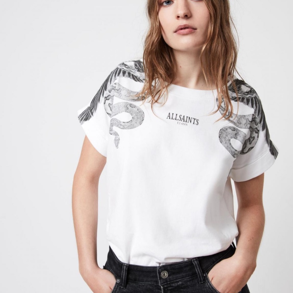 All Saints white cotton T-shirt